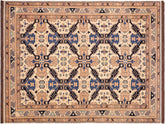 handmade Geometric Kargahi Beige Blue Hand Knotted RECTANGLE 100% WOOL area rug 6x9